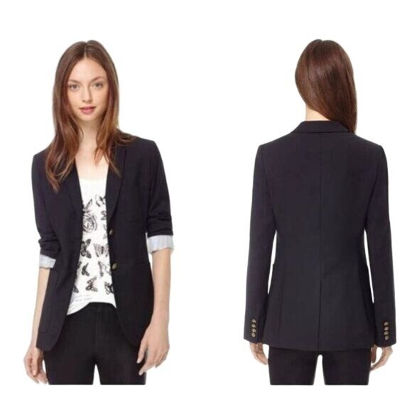 Aritzia Talula Black Classic Exeter Boyfriend Wool Blend Blazer Jacket Size 0 - Picture 1 of 10